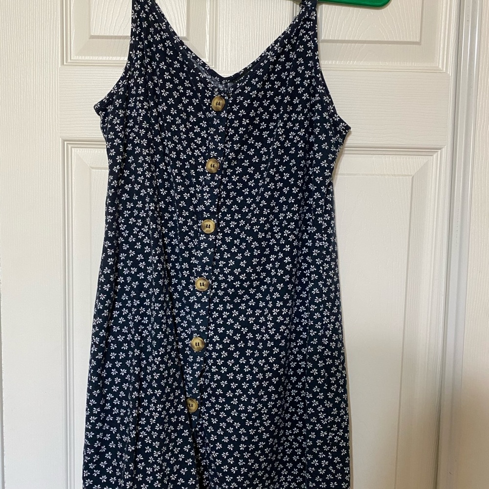 Cotton On Medium Navy Blue Floral Patterned dress